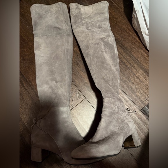 Tory Burch Laila 45mm Over The Knee Boot Stretch Suede Carbon - Picture 8 of 11